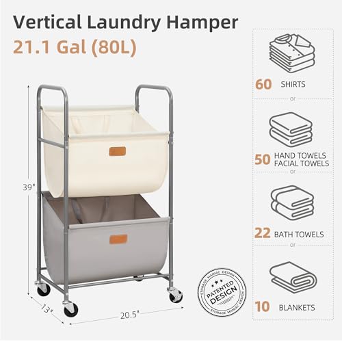 80 Liters Vertical Rolling Laundry Hamper