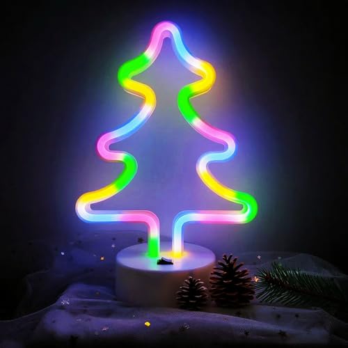 Christmas Tree Neon Light Signs for Bedroom Bedside Dorm Wall Decor