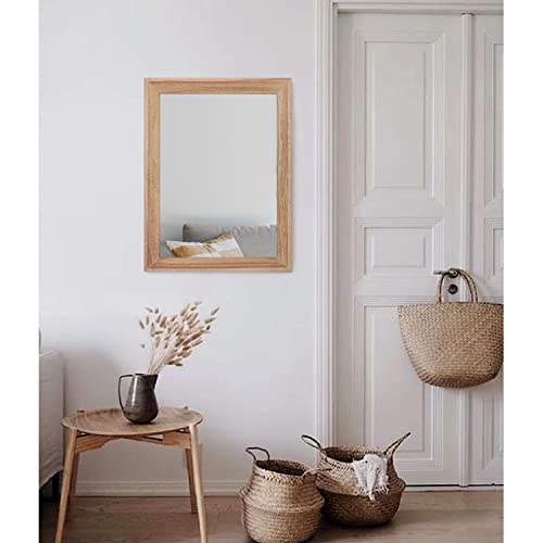 Rustic Mirrors for Wall Rectangle Wooden Frame Hanging Mirror for Bedroom Bathroom Living Room Entryway Large 20"x16"