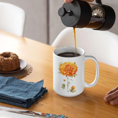 Unique Marigold Themed Ceramic Mug