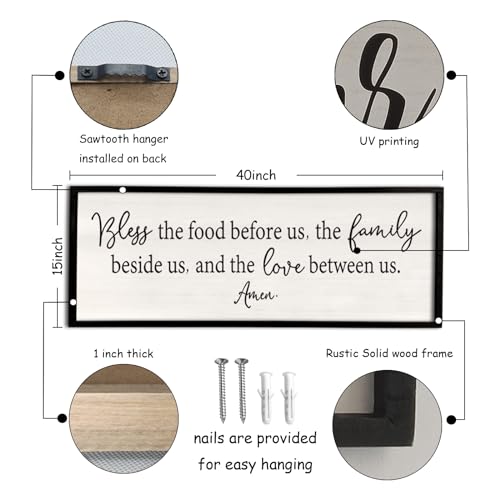 Dining Room Sign Wall Decor Bless the Food Before Us 40"X15"