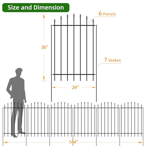 36” x 12’ No Dig Metal Garden Fence with Stakes