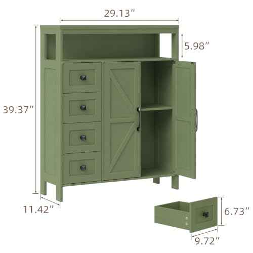 Farmhouse Storage Cabinet with 2 Doors and 4 Drawers