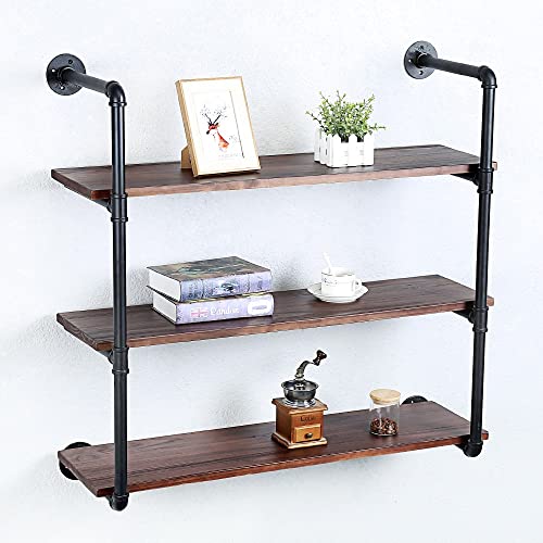 Industrial Pipe Shelves With Wood Planks