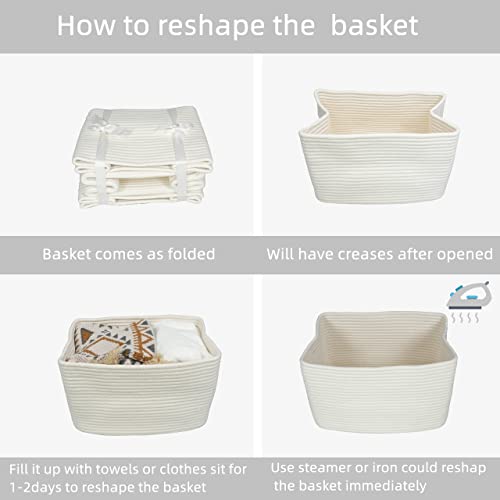 Woven Cotton Rope Storage Baskets 15x10x9.3" 3 Pack White
