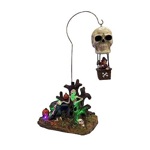 Animated Skull Balloon Ride Halloween Figurine