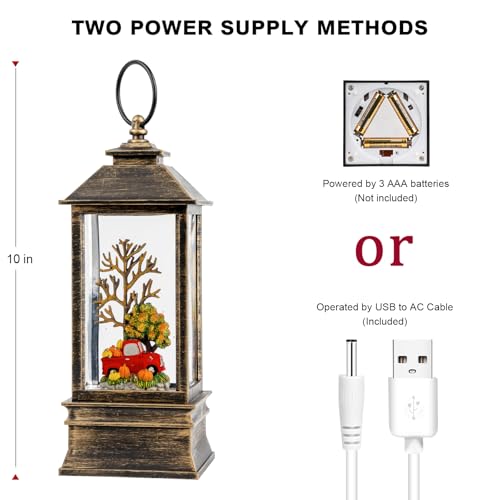 10'' Fall Snow Globe Lantern