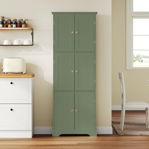 63.2" Tall Bathroom Storage Cabinet with 6 Doors