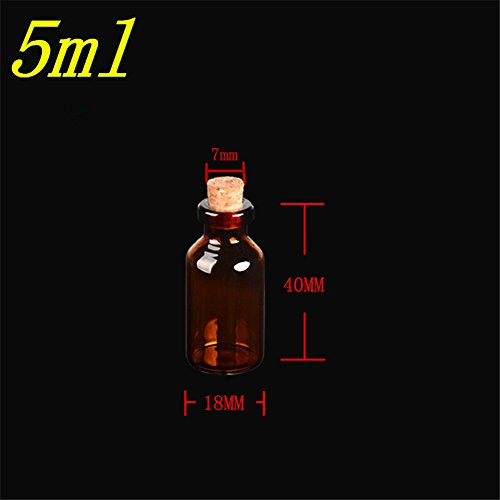 5ml Amber Glass Vials with Cork Empty Brown Tiny Glass Jars Mini Glass Bottles Vials Jars Containers 50units (50 Count)