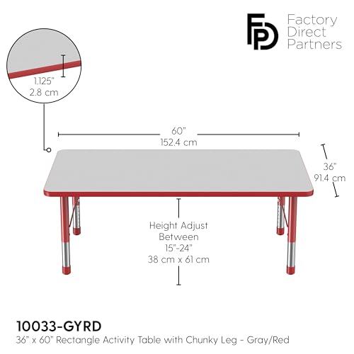 FDP 36" x 60" Rectangle Table with Chunky Legs