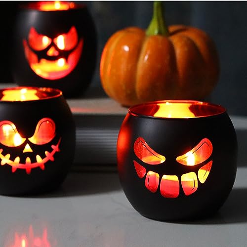 Black Halloween Table Centerpieces Candle Holders 6PCS (6 Count)