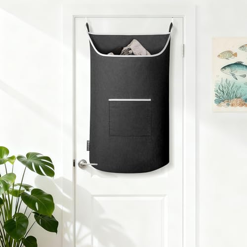 Black Hanging Laundry Hamper Bag