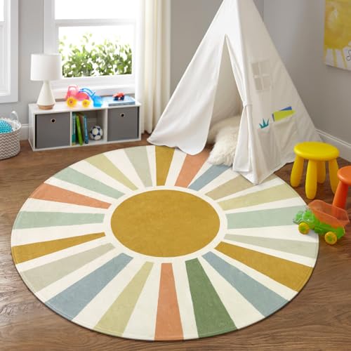 Boho Sun Round Area Rug for Living Room