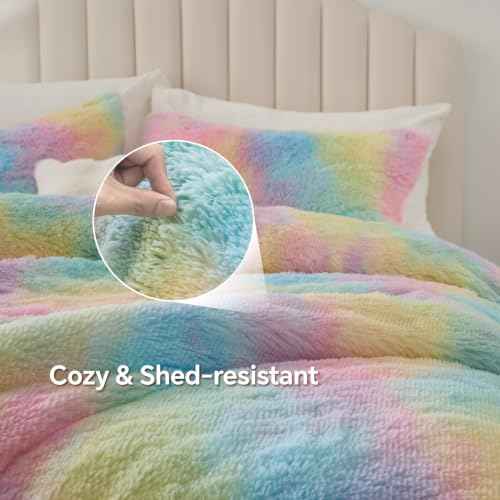 Multi Pink Fluffy Comforter Set King
