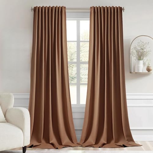 Cappuccino Brown Back Tab Blackout Curtains 52x120 Inch 2 Panels Set (2 Count)