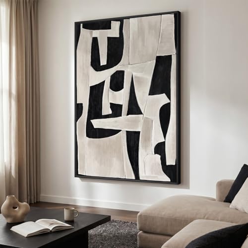 Extra Large Framed Black White Abstract Wall Art for Living Room
