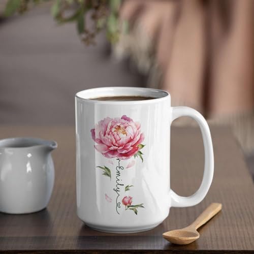 Flower Design Mug With Custom Name