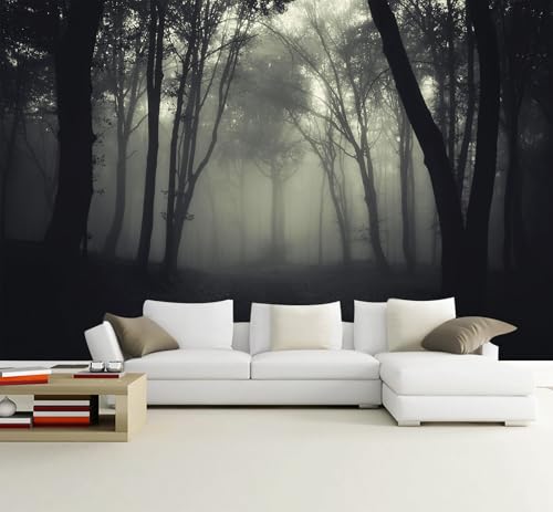 Dark Foggy Forest Wall Mural Wallpaper Peel and Stick for Bedroom