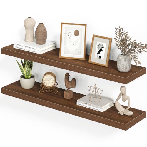 Floating Shelves 39.4" W x 9.3" D Walnut Set of 2 (2 Count)