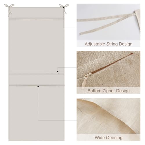 100% Linen Hanging Laundry Bag with 2 Compartments (6.3493 Ounce)