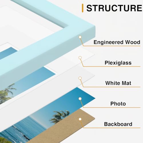 8x10 Picture Frames Set of 9 for Wall Mount & Tabletop (9 Count)