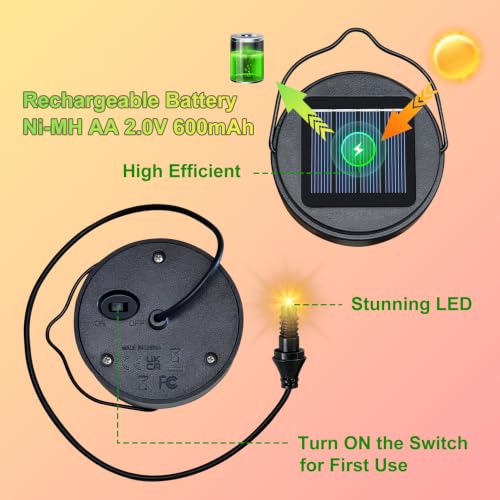AA 600Mah Solar Light Replacement Top Parts for Solar Outdoor Lantern