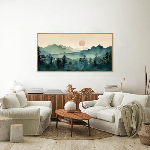 Large Boho Mountain Framed Canvas Wall Art