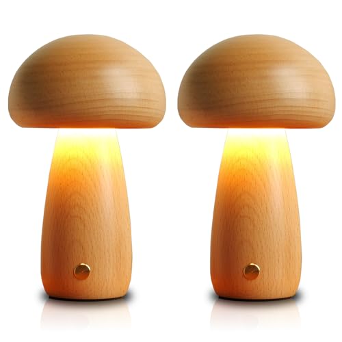 2 Pack Wooden Mushroom Lamp (2 Count)