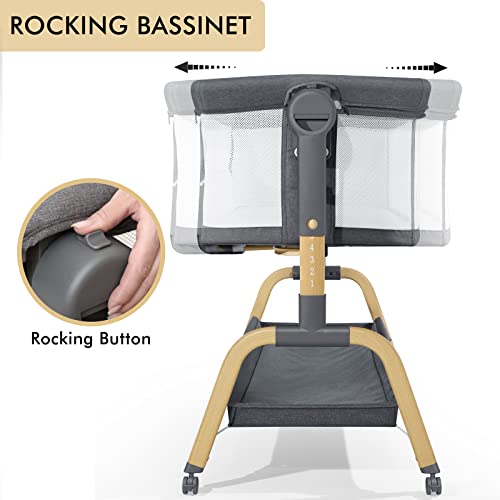 3-in-1 Baby Bassinet, Bedside Sleeper & Rocking Bassinet, Full Mesh