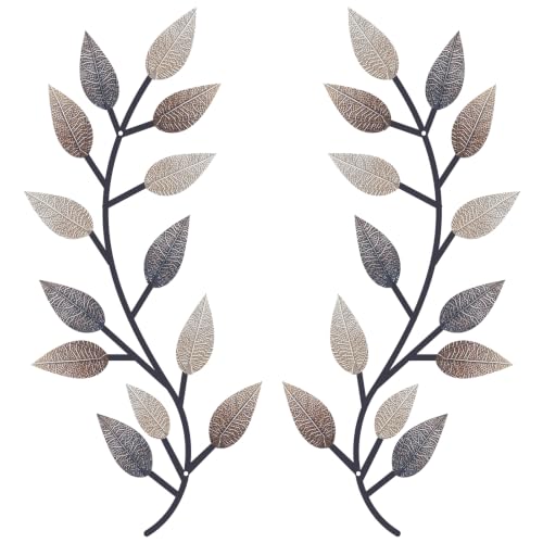 2 Pcs Metal Leaf Wall Art Vine Branch Decor (2 Count)