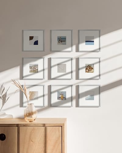 8x8 Silver Metal Picture Frames Matted to 4x4