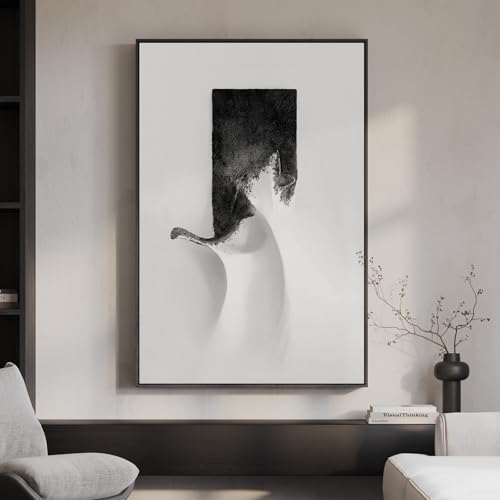 Framed Modern Black and White Abstract Wall Art