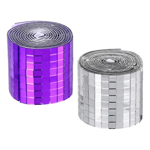 Self Adhesive Glass Mirror Mosaic Tiles 3200 Pcs 5 x 5 mm Disco Tiles for Craft Decoration Glass Mirror Disco Ball 2 Rolls (2 Count)