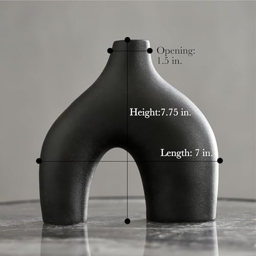 Black Ceramic Modern Vase Set of 2 (2 Count)