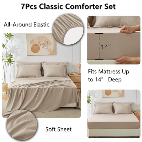 King Comforter Set 102"x90" Wheat