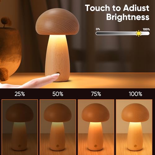 2 Pack Wooden Mushroom Lamp (2 Count)
