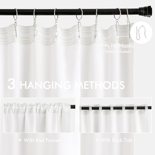 Pure White Back Tab Blackout Curtains 52x120 Inch Long 2 Panels Set (2 Count)