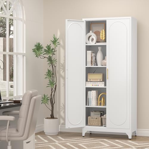 75" Tall Pantry Storage Cabinet with Doors and Adjustable Shelves