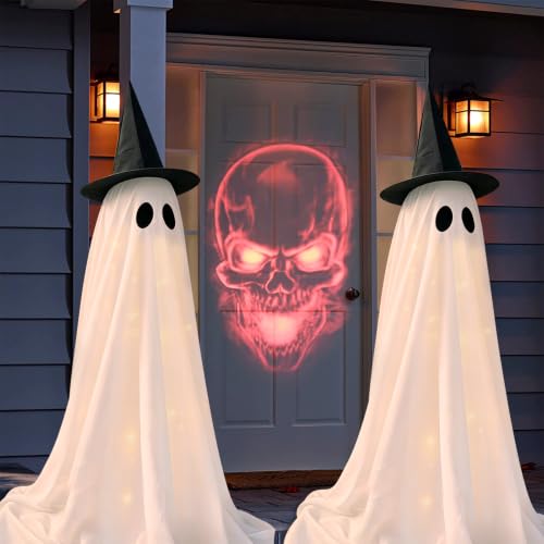 2Pack Halloween Ghost Decorations Outdoor with Remote Lights (2 Count)