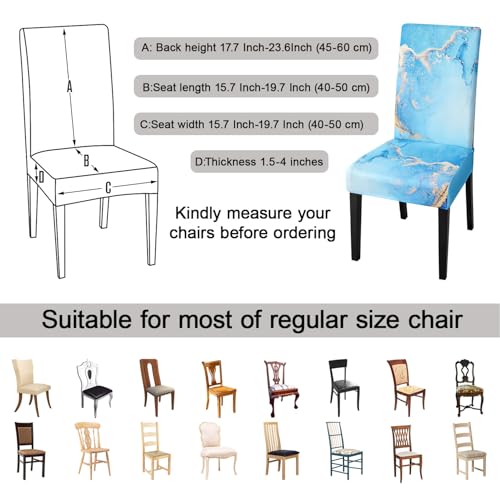 Ink Art Painting Chair Covers for Dining Room Set of 4