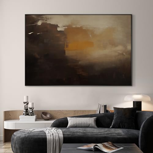 46"x72" Extra Large Framed Wall Art Abstract Dark Horizon Moody Landscape Illustration for Home Living Room Bedroom Decor