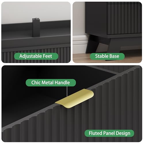 Fluted Dresser for Bedroom with 6 Drawers