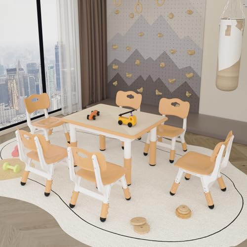 Kids Study Table and 6 Chairs Set