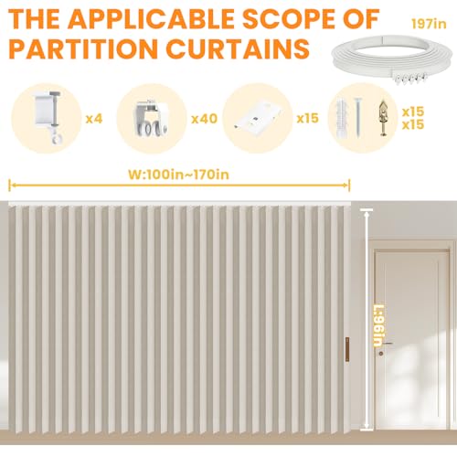 Room Divider Curtain Sets with Flexible Ceiling Track