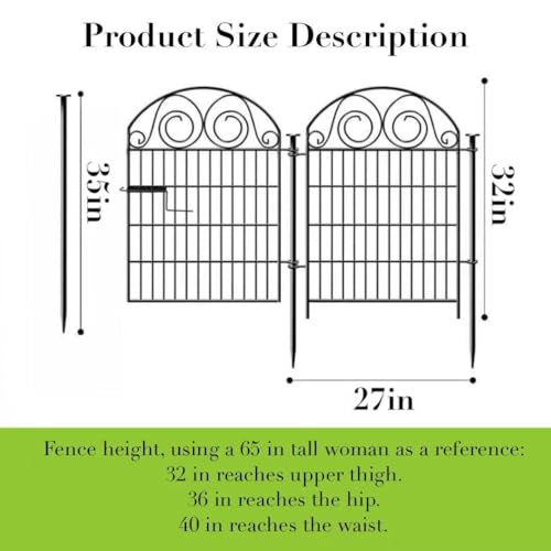 Tall Garden Fence Animal Barrier with Gate (8 Count)