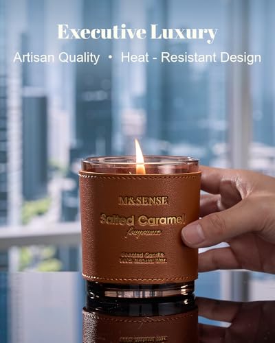 Cinnamon Tobacco Scented Soy Candle 10oz Leather Cover (10 Ounce)