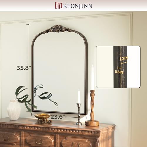 24x36 Bronze Vintage Arched Mirror for Wall