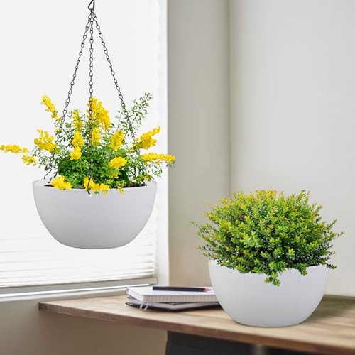 12 inch Large Hanging Planters for Indoor Outdoor Plants (2 Count)