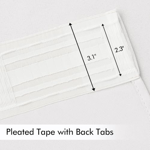 Pure White Back Tab Blackout Curtains 52x102 Inch Long 2 Panels Set (2 Count)