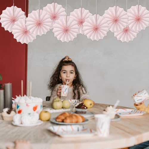 Pink Birthday Decorations DIY Baby Pink Paper Fans Hanging Decoration 8in